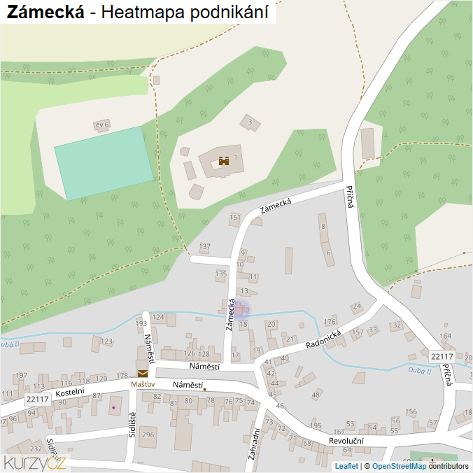 Mapa Zámecká - Firmy v ulici.