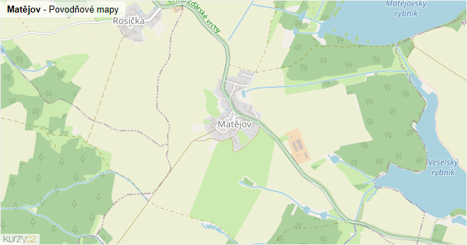 Matějov - záplavové mapy stoleté vody