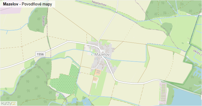 Mazelov - záplavové mapy stoleté vody