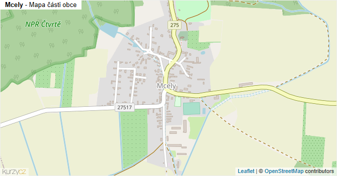 Mcely - mapa části obce