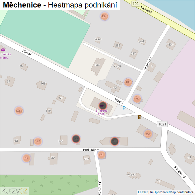 Mapa Měchenice - Firmy v obci.