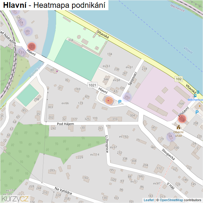 Mapa Hlavní - Firmy v ulici.