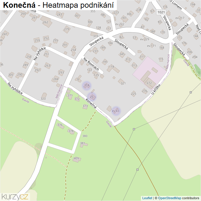 Mapa Konečná - Firmy v ulici.