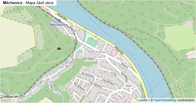 Měchenice - mapa části obce