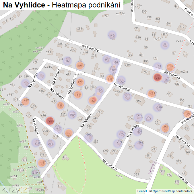 Mapa Na Vyhlídce - Firmy v ulici.