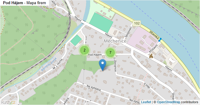 Pod Hájem - mapa firem