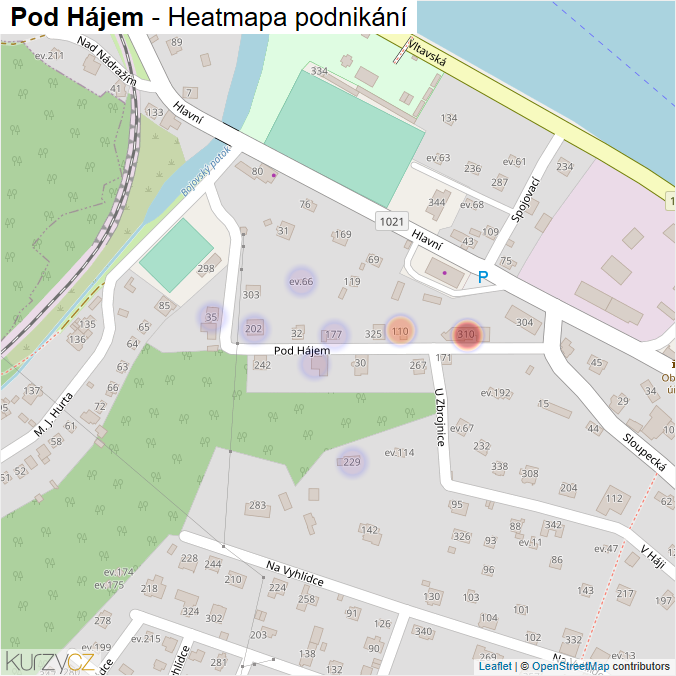 Mapa Pod Hájem - Firmy v ulici.