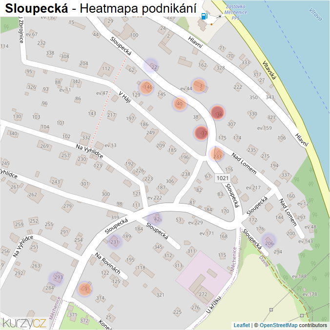 Mapa Sloupecká - Firmy v ulici.