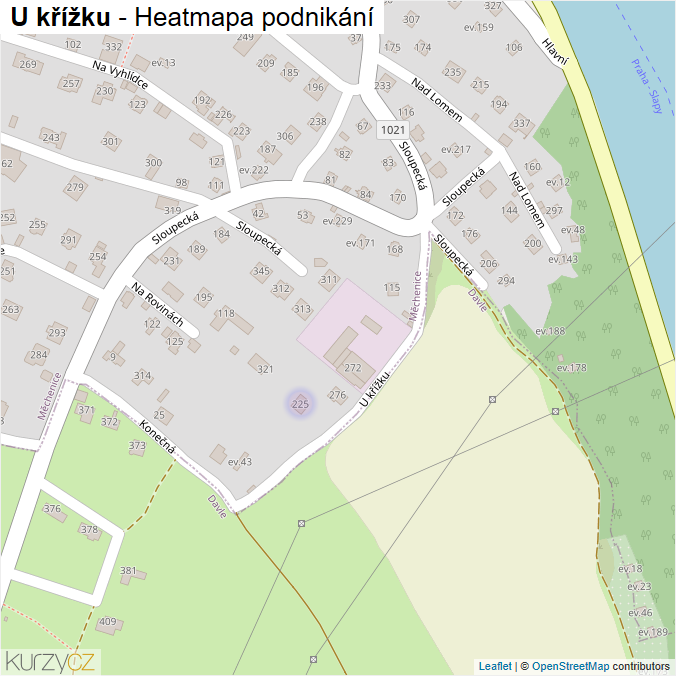 Mapa U křížku - Firmy v ulici.