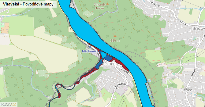 Vltavská - záplavové mapy stoleté vody