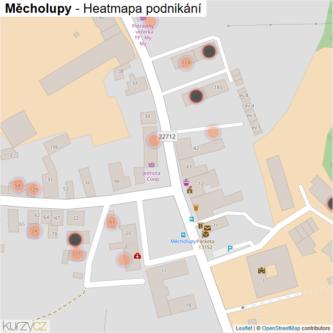 Mapa Měcholupy - Firmy v obci.