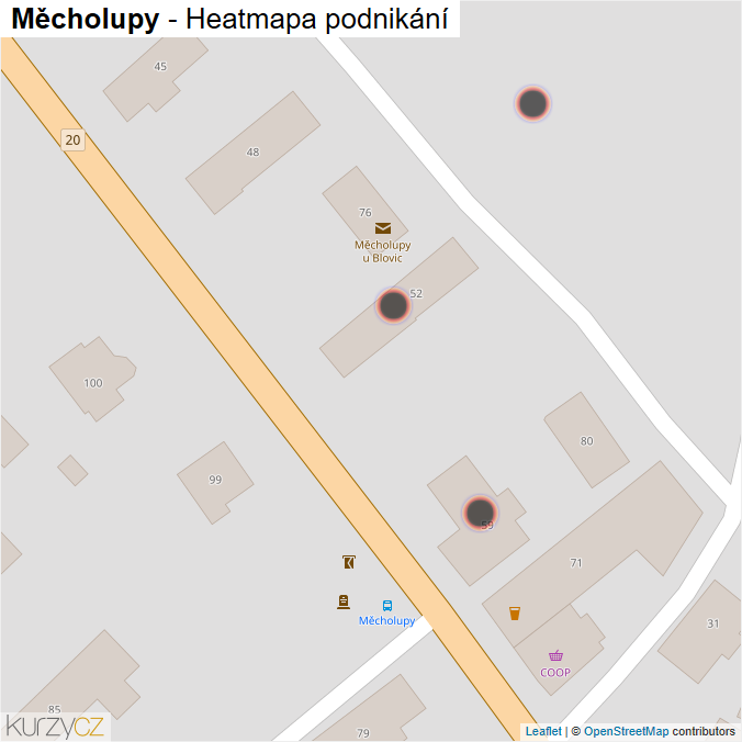 Mapa Měcholupy - Firmy v obci.