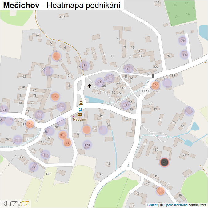 Mapa Mečichov - Firmy v části obce.