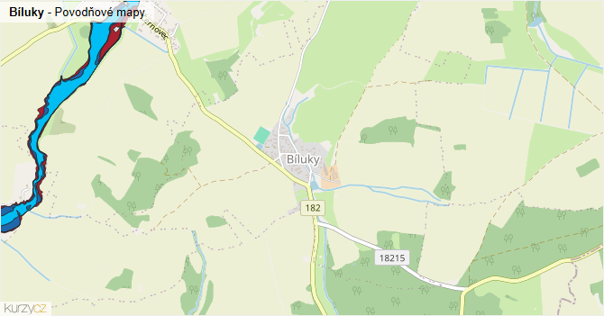 Bíluky - záplavové mapy stoleté vody