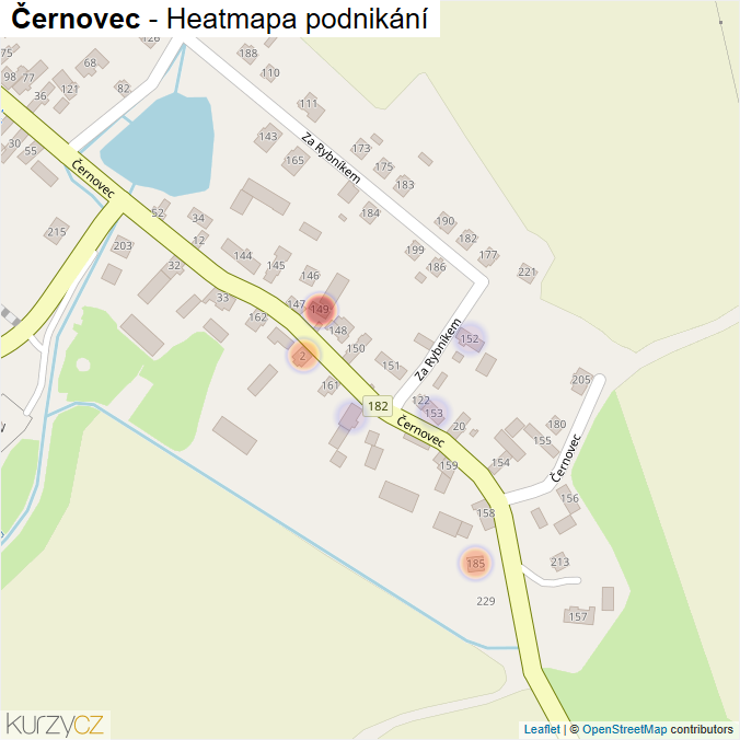 Mapa Černovec - Firmy v ulici.