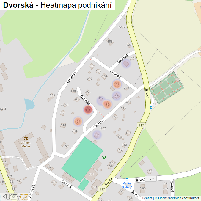 Mapa Dvorská - Firmy v ulici.