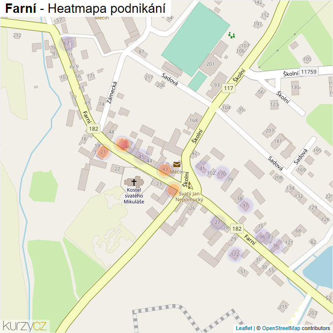 Mapa Farní - Firmy v ulici.
