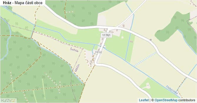 Hráz - mapa části obce