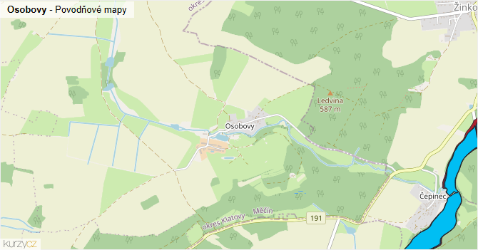 Osobovy - záplavové mapy stoleté vody