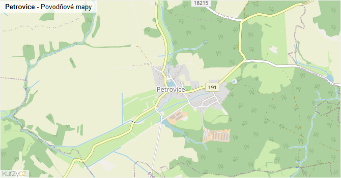 Petrovice - záplavové mapy stoleté vody
