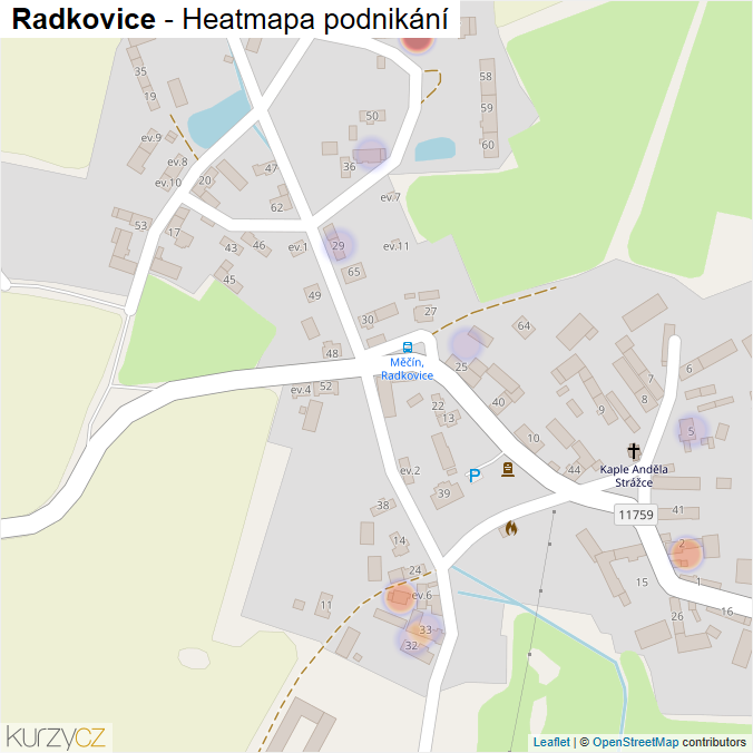 Mapa Radkovice - Firmy v části obce.