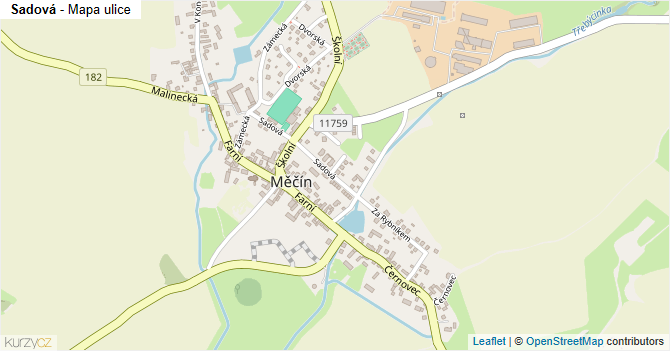 Sadová - mapa ulice