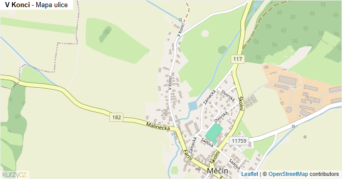 V Konci - mapa ulice