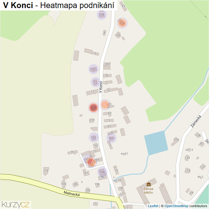 Mapa V Konci - Firmy v ulici.