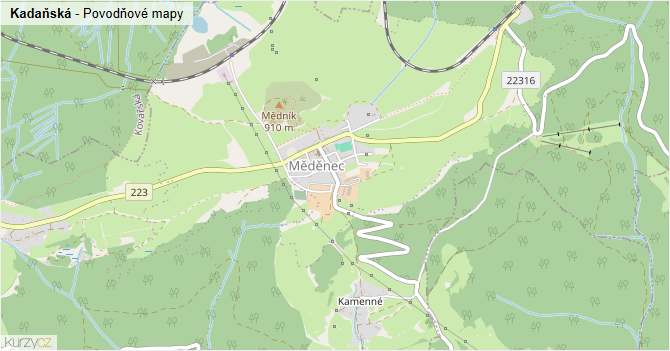 Kadaňská - záplavové mapy stoleté vody