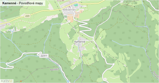 Kamenné - záplavové mapy stoleté vody