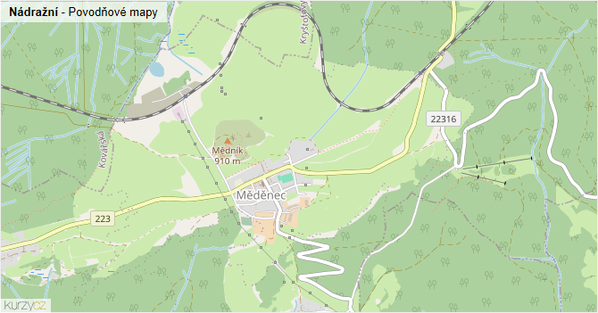 Nádražní - záplavové mapy stoleté vody