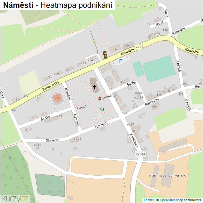Mapa Náměstí - Firmy v ulici.
