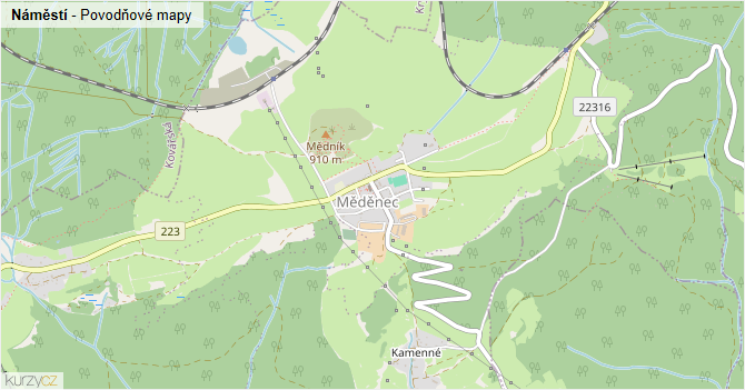 Náměstí - záplavové mapy stoleté vody