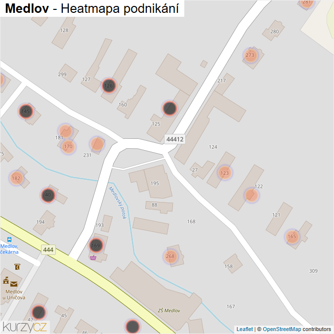 Mapa Medlov - Firmy v obci.