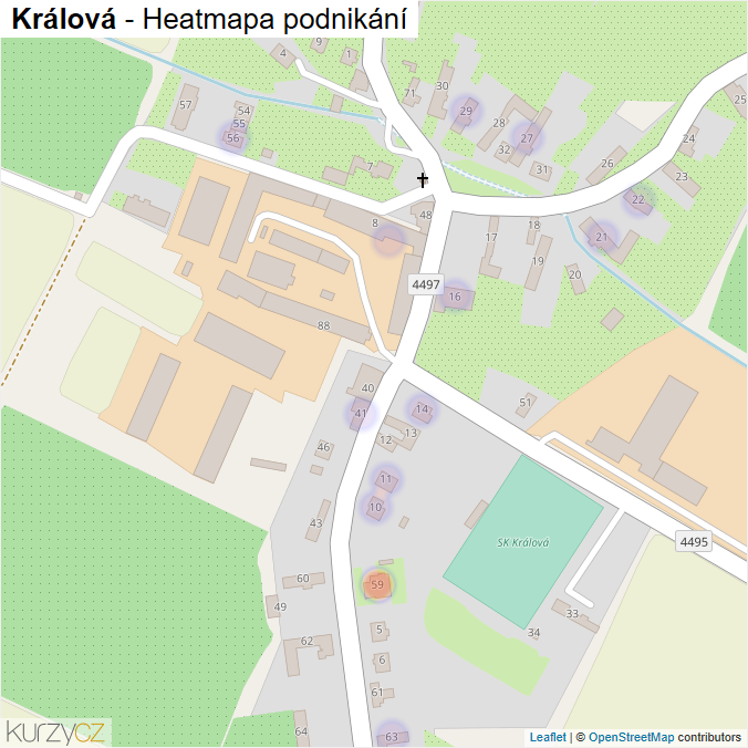 Mapa Králová - Firmy v části obce.