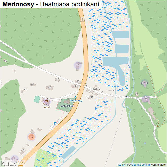 Mapa Medonosy - Firmy v části obce.