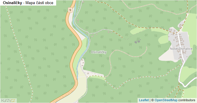 Osinaličky - mapa části obce