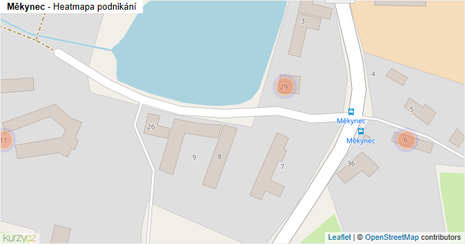 Měkynec - mapa podnikání