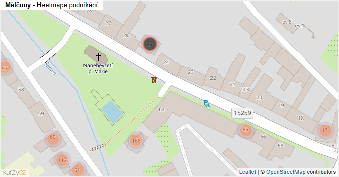 Mělčany - mapa podnikání