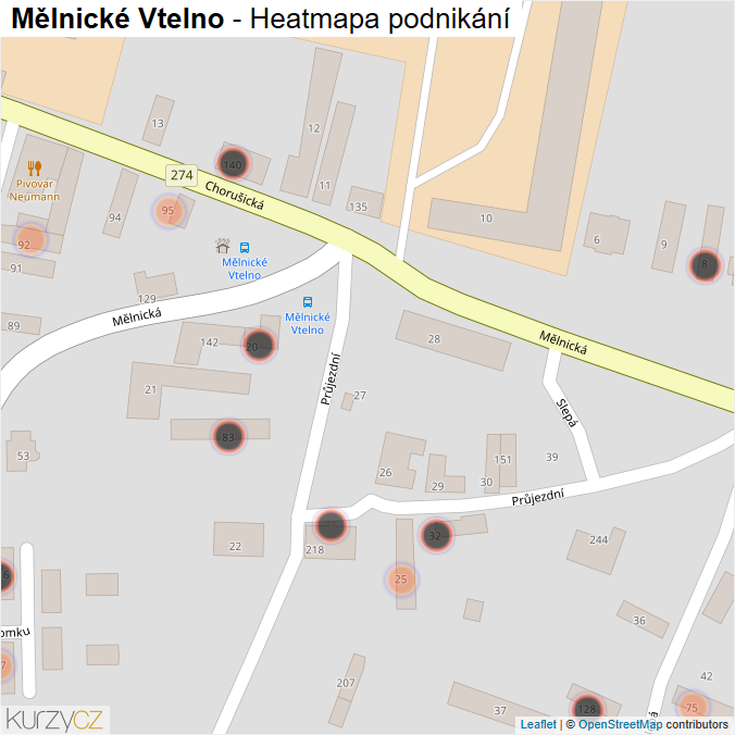 Mapa Mělnické Vtelno - Firmy v obci.