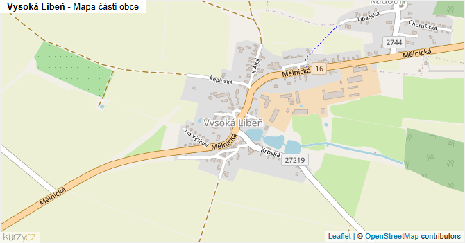 Vysoká Libeň - mapa části obce