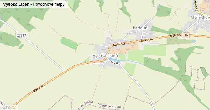 Vysoká Libeň - záplavové mapy stoleté vody