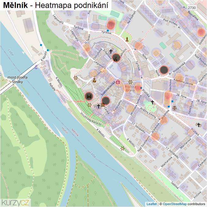 Mapa Mělník - Firmy v obci.