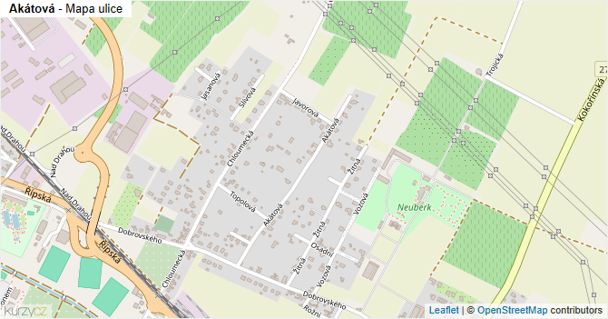 Akátová - mapa ulice