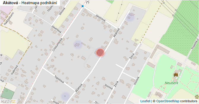 Akátová - mapa podnikání