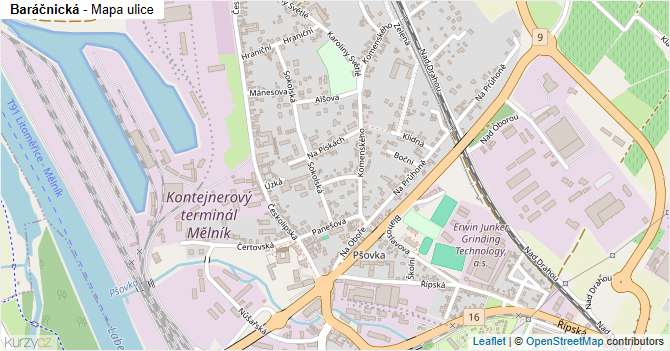 Baráčnická - mapa ulice