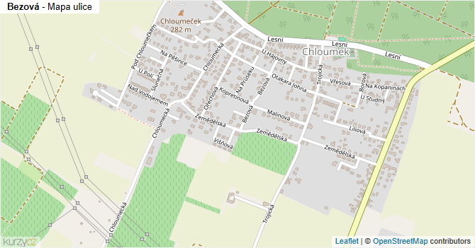 Bezová - mapa ulice