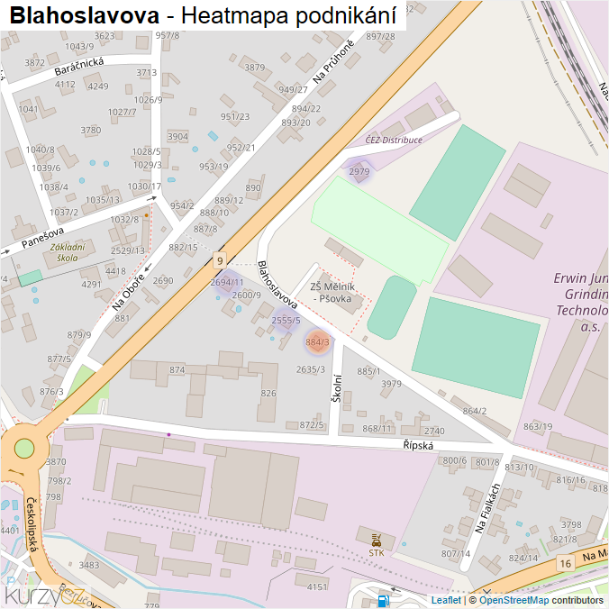 Mapa Blahoslavova - Firmy v ulici.