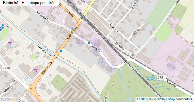 Blatecká - mapa podnikání