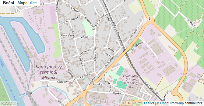 Boční - mapa ulice